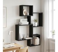 vidaXL Mensole Cubo da Parete A parete Rovere Nero 64 x 13,5 x 91,5 cm