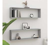 vidaXL Mensole Cubo Muro 2pz Grigio Sonoma 100x15x30