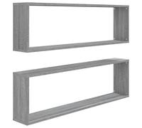 vidaXL Mensole Cubo Muro 2pz Grigio Sonoma 100x15x30 Legno Multistrato