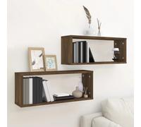 vidaXL Mensole Cubo Muro 2pz Rovere Marrone 60x15x23 cm in Multistrato