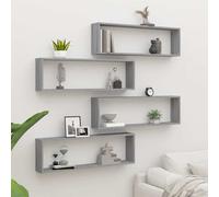 vidaXL Mensole Cubo Muro 4pz Grigio Sonoma 100x15x30