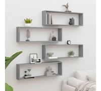 vidaXL Mensole Cubo Muro 4pz Grigio Sonoma 100x15x30 Legno Multistrato