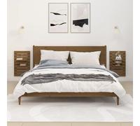 vidaXL Mensole da Letto a Parete 2 pz Ambra Legno Massello di Pino