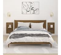 vidaXL Mensole da Letto a Parete 2 pz Ambra Legno Massello di Pino