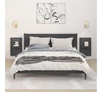 vidaXL Mensole da Letto a Parete 2 pz Grigio Legno Massello di Pino