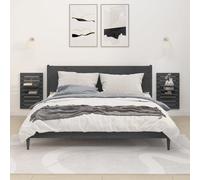 vidaXL Mensole da Letto a Parete 2 pz Grigio Legno Massello di Pino