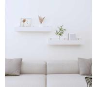 vidaXL Mensole da Parete 2 pz Bianco 50x12x9cm Legno Massello di Pino
