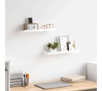 vidaXL Mensole a Muro 2 pz Bianco Lucido 40x9x3 cm