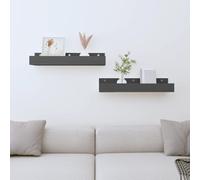 vidaXL Mensole da Parete 2 pz Grigio 50x12x9cm Legno Massello di Pino