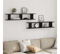 vidaXL Mensole da Parete 2 pz Rovere Nero 105x18x20 cm in Truciolato, scaffale da Parete, scaffale a Muro, ripiano a Muro, mensola a Muro