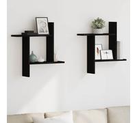vidaXL Mensole da parete 2 pezzi in legno di rovere nero ingegnerizzato mensole galleggianti - arredamento moderno salvaspazio 50x12x50 cm
