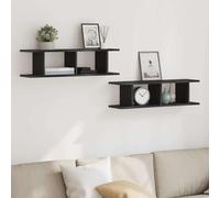 vidaXL Mensole da Parete 2 pz Rovere Nero 75x18x20 cm in Truciolato