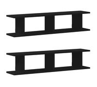 vidaXL Mensole da Parete 2 pz Rovere Nero 90x18x20 cm in Truciolato, scaffale da Parete, scaffale a Muro, ripiano a Muro, mensola a Muro