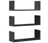 vidaXL Mensole da Parete 2pz Nere 58x18x18 cm in Truciolato, scaffale a Muro, scaffale espositivo, espositore a Muro, scaffale pensile, espositore