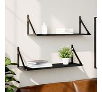 vidaXL Mensole da Parete 2pz Nere 80x25x25,5 cm Legno Multistrato