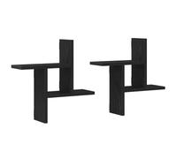 vidaXL Mensole da Parete 2pz Rovere Nero 38x12x38 cm in Truciolato, scaffale a Muro, scaffale espositivo, espositore a Muro, scaffale pensile