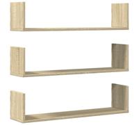 vidaXL Mensole a Parete 3pz Rovere Sonoma 80x18x18 cm in Truciolato, scaffale a Muro, scaffale espositivo, espositore a Muro, scaffale pensile