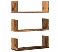 vidaXL Mensole da Parete 3pz Legno Antico 58x18x18 cm in Truciolato, scaffale a muro, scaffale espositivo, espositore a muro, scaffale pensile