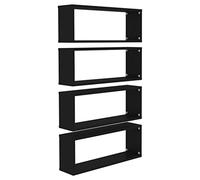 vidaXL Mensole da Parete a Cubo 4 pz Nere 60x15x23 cm in Truciolato