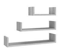 vidaXL Mensole Espositive a Parete 3pz Grigio Sonoma Legno Multistrato