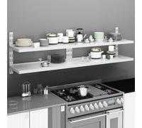vidaXL Mensole Galleggianti a 2 Livelli 2 pz in Acciaio Inox 200x30 cm