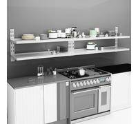 vidaXL Mensole Galleggianti a 2 Livelli 2 pz in Acciaio Inox 300x30 cm