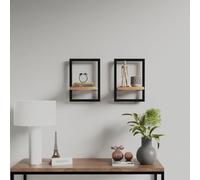 vidaXL Mensole Parete 2 pz 25x25x35 cm Legno Massello Acacia e Acciaio