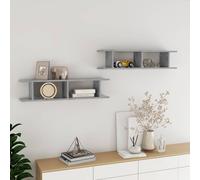 vidaXL Mensole Parete 2pz Grigio Cemento 90x18x20 cm Legno Multistrato