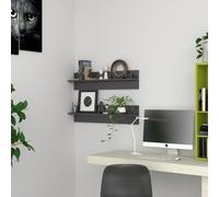 vidaXL Mensole Parete 2pz Grigio Lucido 80x11,5x18cm Legno Multistrato