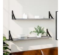 vidaXL Mensole Parete 2pz Grigio Sonoma 80x15x15,5cm Legno Multistrato