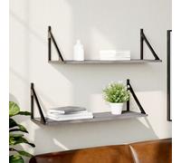 vidaXL Mensole Parete 2pz Grigio Sonoma 80x25x25,5cm Legno Multistrato