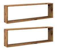 vidaXL Mensole Parete a Cubo 2 pz Legno Vecchio 100x15x30cm Truciolato