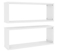 vidaXL Mensole Parete a Cubo 2pz Bianco Lucido 60x15x23cm Multistrato
