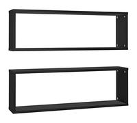 vidaXL Mensole Parete a Cubo 2pz Nere 80x15x26,5cm Legno Multistrato