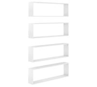 vidaXL Mensole Parete a Cubo 4 pz Bianco Lucido 100x15x30cm Truciolato