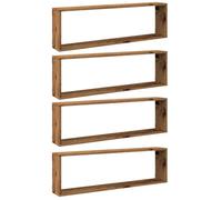 vidaXL Mensole a cubo da parete 4 pz Legno Vecchio 100x15x30 cm Truciolato
