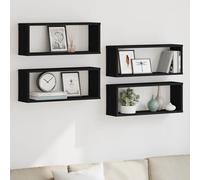 vidaXL Mensole da Parete a Cubo 4 pz Nere 60x15x23 cm in Truciolato