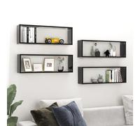 vidaXL Mensole Parete a Cubo 4pz Nere 80x15x26,5cm Legno Multistrato