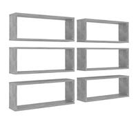 vidaXL Mensole Parete a Cubo 6 pz Grigio Cemento 60x15x23 cm in Truciolato