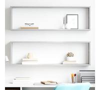 vidaXL Mensole Parete Cubo 2pz Grigio Cemento 100x15x30 cm Legno Ingegnerizzato