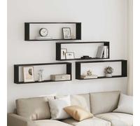 vidaXL Mensole Parete Cubo 4 pz Rovere Nero 100x15x30 cm Multistrato