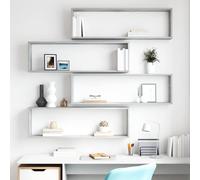 vidaXL Mensole Parete Cubo 4pz Grigio Cemento 100x15x30 cm Multistrato