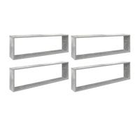 vidaXL Mensole Parete Cubo 4pz Grigio Cemento 100x15x30 cm Multistrato