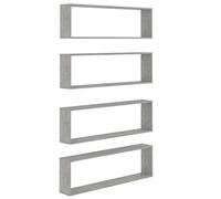 vidaXL Mensole Parete Cubo 4pz Grigio Cemento 100x15x30 cm Multistrato