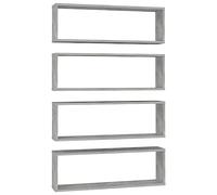 vidaXL Mensole Parete Cubo 4pz Grigio Cemento 80x15x26,5cm Multistrato