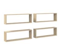 vidaXL Mensole Parete Cubo 4pz Rovere Sonoma 80x15x26,5cm Multistrato