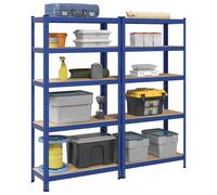 vidaXL Mensole Portaoggetti 5 Strati 2pz Blu Acciaio Legno Multistrato
