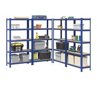 vidaXL Mensole Portaoggetti 5 Strati 4pz Blu Acciaio Legno Multistrato