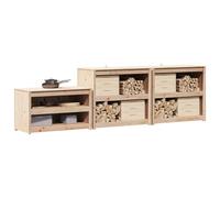 vidaXL MEPPEL - Armadio da cucina da esterno, 3 pezzi, pensile da cucina esterno, design moderno, rettangolare, in legno, ideale per giardino e terrazza