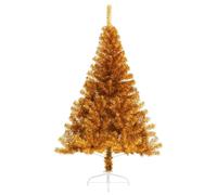 vidaXL Albero di Natale Artificiale a Metà con Supporto Oro 180 cm PET